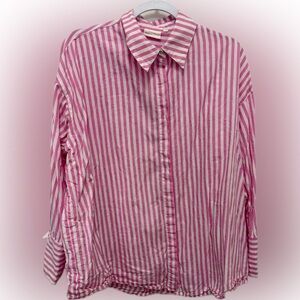 Nia Pink Striped Button Down Shirt | Sz M